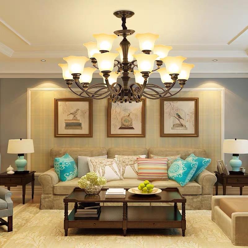 园新款美式吊灯客厅灯室复121古简约灯饰式乡村田风灯具餐厅卧吊