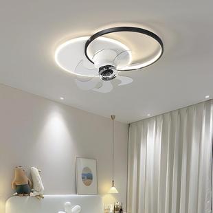 205年645新款 吸顶风扇2灯卧灯扇室扇水晶吊灯餐厅智能摇头带电风