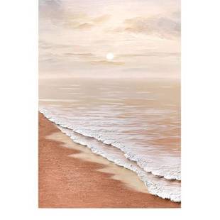 大芬村现代奶油风海上日出手绘油画定 制客餐厅玄关电表箱装饰挂