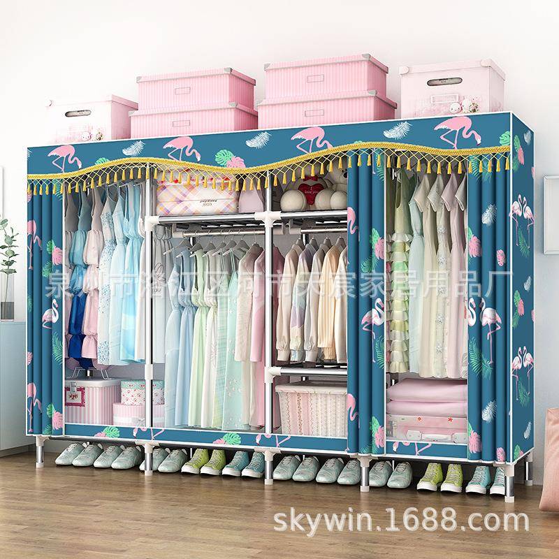 M简收纳布衣柜C25230/C钢管加粗加固加厚全钢架组装易人W2双5M并