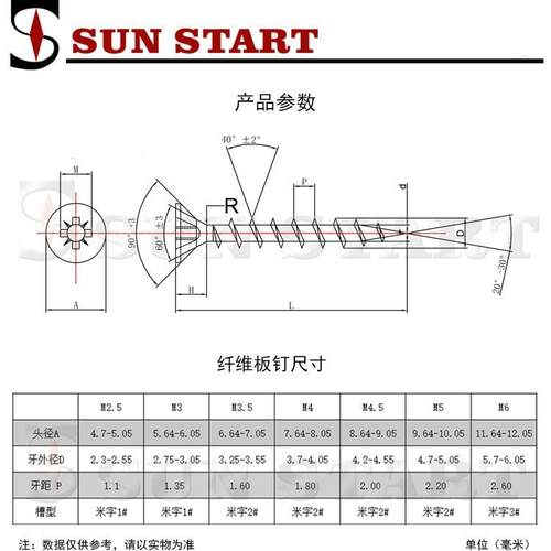 双头米字维板钉平头十字沉木螺钉攻自螺纤丝镀锌加硬102M2.5-M6