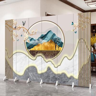 移中式985屏风隔断客厅水实木山折叠关办公室玄可动遮挡折屏小户
