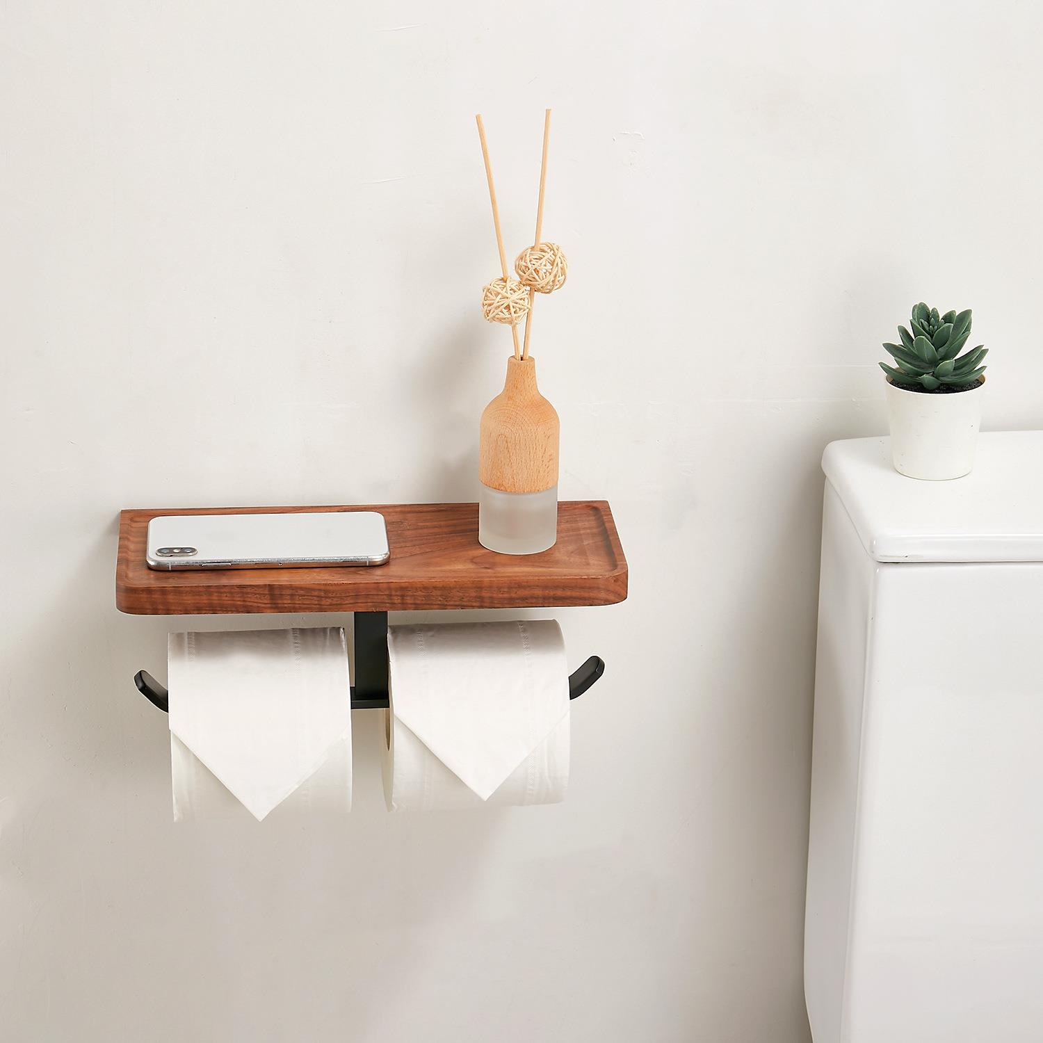 间卷纸筒861卫生盒纸巾壁式厕所卷纸架厕纸架挂胡桃木纸巾架免打