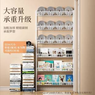 门后置物铁架超薄童书架儿一体靠墙墙绘本架过道上落地极窄艺ltao