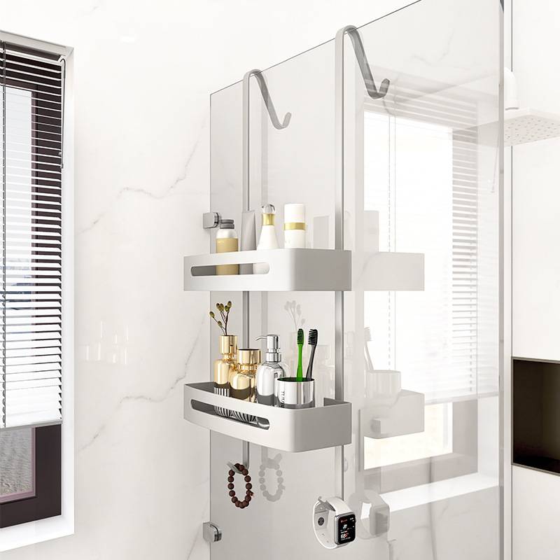 浴室置物架淋浴房洗手间不锈钢冲凉房挂篮免打孔卫生间收纳架