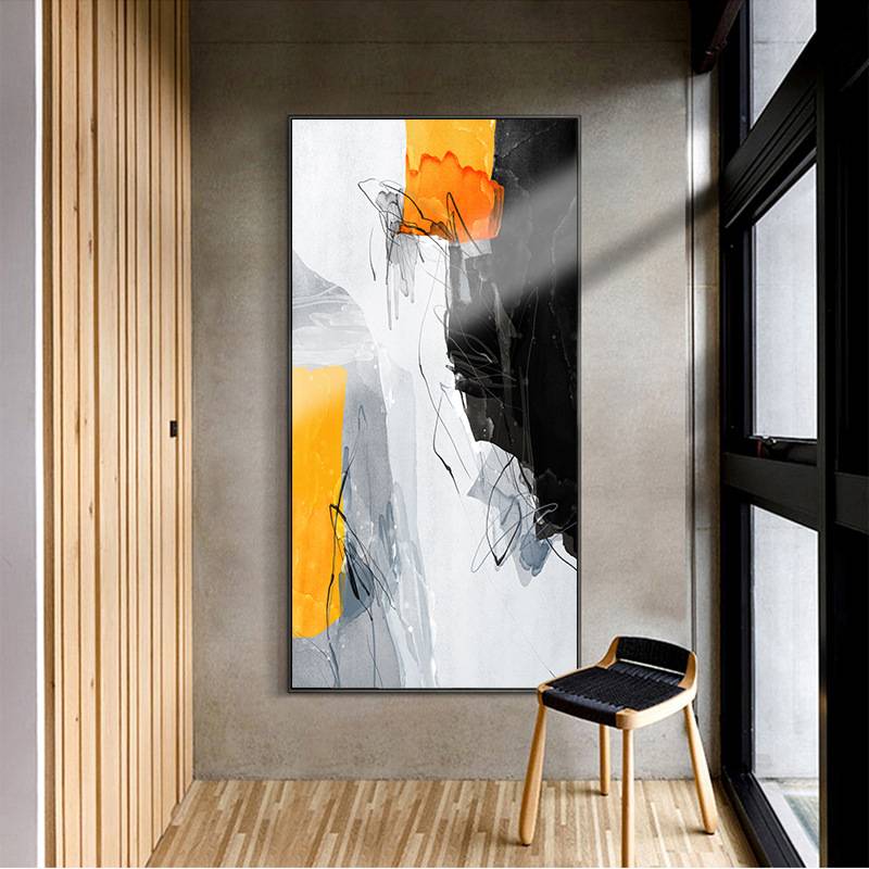 抽象玄关客厅装饰画现代简约过道走廊竖版挂画轻奢油画落地壁画