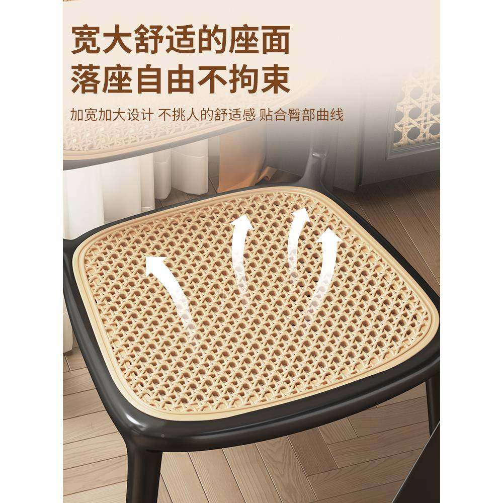 cs塑外料藤编椅子靠背桌椅用加厚餐椅中中古pe藤古仿实木餐凳子吃