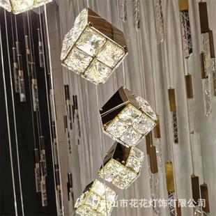 楼梯吊灯轻奢别墅跃层挑空厅534水晶长灯复客式 lfot吊公寓楼梯间