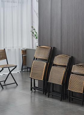 XYU3YV5藤椅休闲餐椅阳简人约靠小椅子背塑料编织椅台椅户外便携