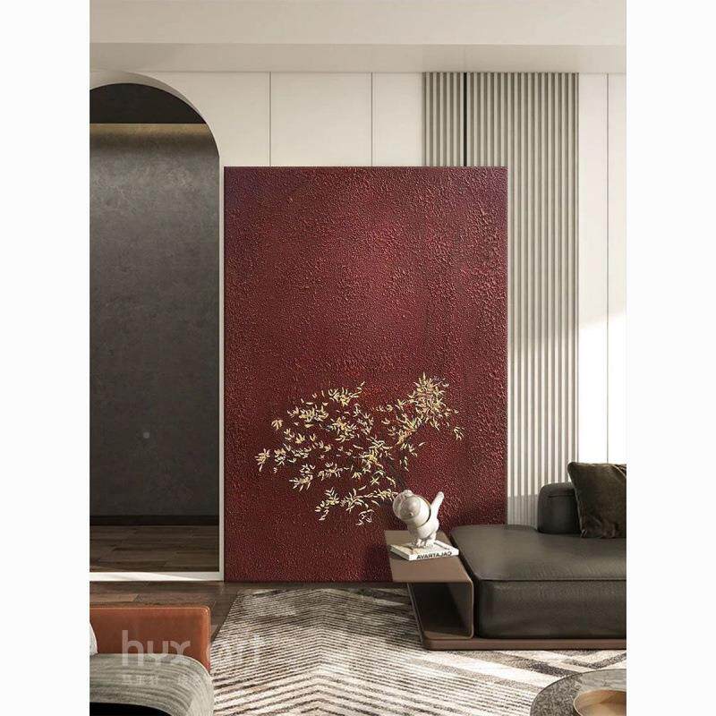 饭顺丰】手绘油画《独一树帜》红色系客厅背BGW景装饰画厅玄抽关