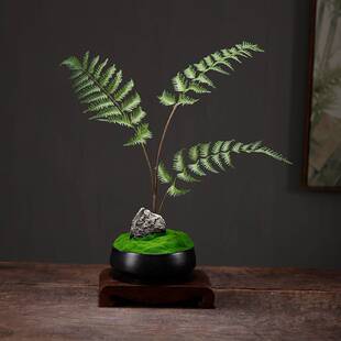 新中式仿真盆栽摆件客厅玄关茶室桌面装饰品摆件禅意迎客松盆景