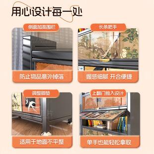 古风书架落地置物一体靠墙置书柜阳台收纳中94柜家用墙边柜物柜架