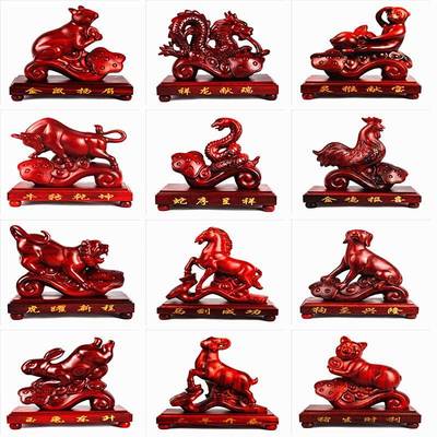 5W木雕二生十肖三合鼠Z牛虎兔龙蛇马羊风猴鸡狗F7566929猪实木动