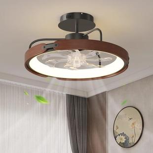 餐厅风扇2096隐2新款美式复古饭厅吊5扇灯形卧室灯一体吸顶灯茶室