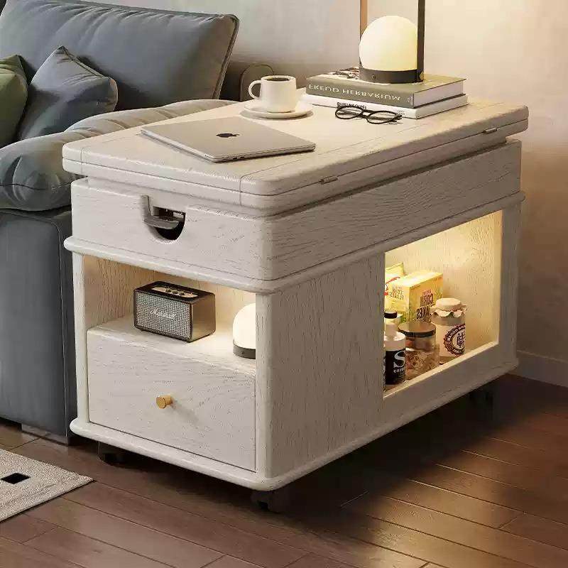 可升茶降401几折桌叠移动推车实木茶台茶桌小户型客厅沙边发柜餐