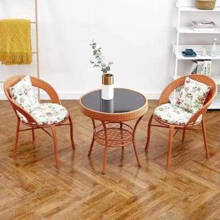 藤椅三件套阳台小桌椅室露SS 048天户外庭院茶几外组合休藤椅编靠