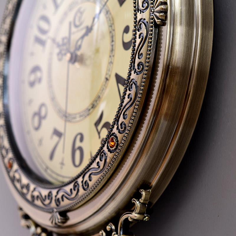 86F75759SM0205新款欧式复古轻2奢客厅家用挂钟挂美式M钟表大气表