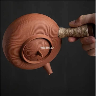 潮汕工夫茶炉砂铫烧水壶侧把急须煮茶壶 炭炉电陶炉红泥跳盖碳无