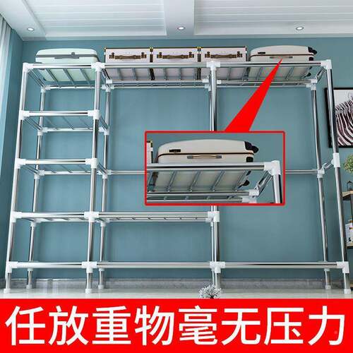 简易衣柜钢管加ZBJ粗固双大加号布人架子衣橱收纳架