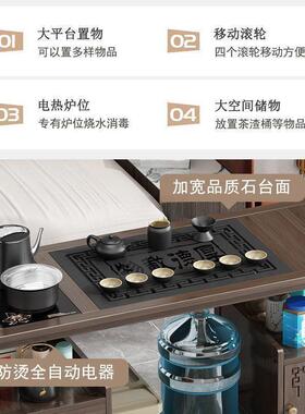 z移动茶桌烧茶台家用实柜木小茶车客茶几沙厅发边几茶86725具盘水