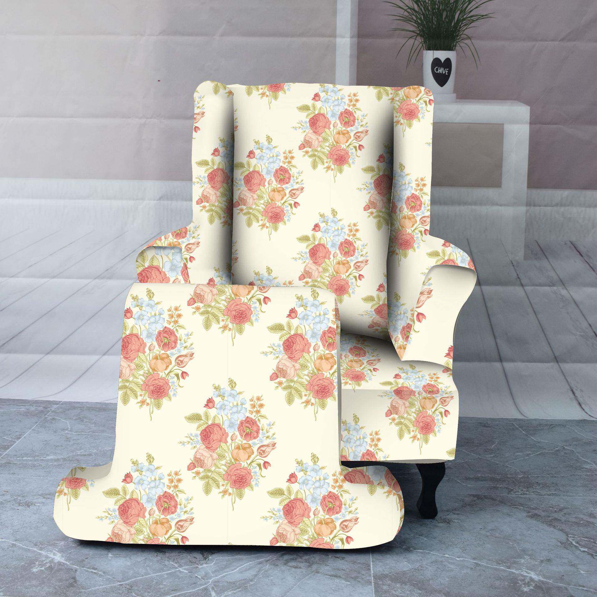 发罩单人位椅套弹力背LHD-沙发防翼尘罩沙园现代圣诞田风老虎凳椅