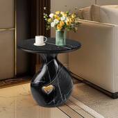 复古Z 019B小圆桌沙边几客户厅现代简约小型发小床头桌阳台茶几大理石