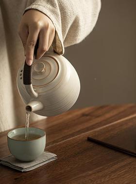 围炉煮苏打釉明火茶炭烧酒WLU-002精耐温高提梁侧把茶烧水泡壶取