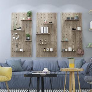 实木家用洞洞板隔墙宿舍厨房洞洞木板浴室墙上置物架板壁壁挂纳收