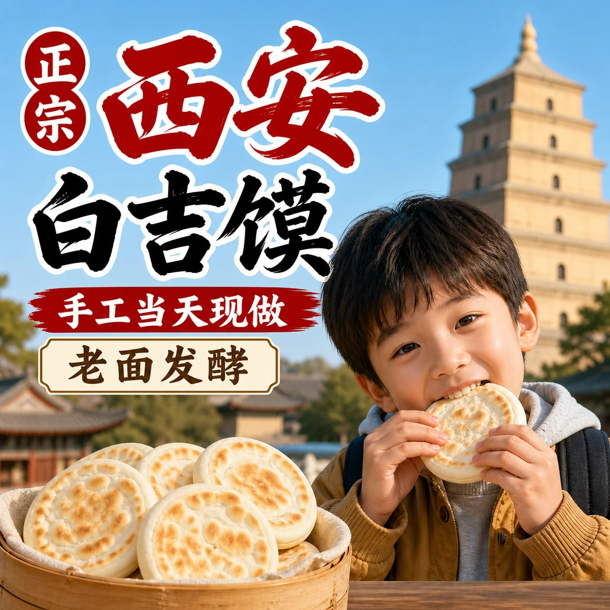 陕西特产手工白吉馍饼坯潼关肉夹馍饼坯半成品批发懒人早餐饼速食