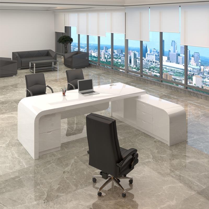 广尚东家具老板办公桌854时烤漆色白创大意轻奢总裁班台经理桌椅