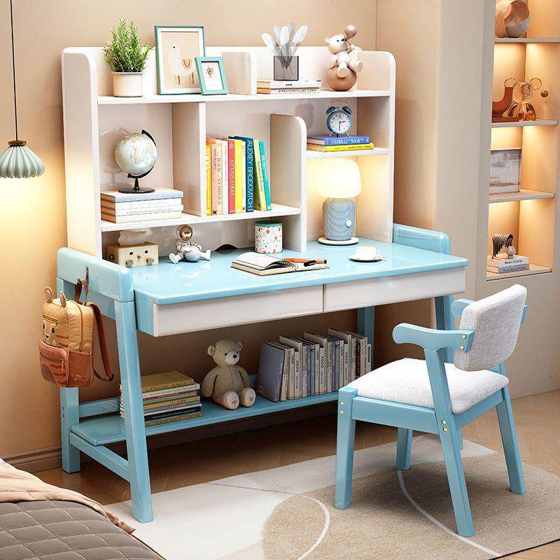 实木童学儿具习桌家用书房成套835家带书架一升降书桌学体生房间