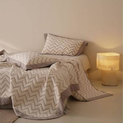 复古几何轻奢棉麻盖三件套夹棉床波浪缝绗YYG2502加厚床通单枕套