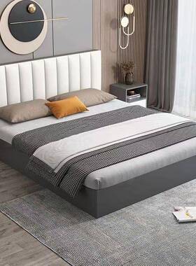 实?木软单包床双人1.8卧x2米简易家用主1.HMD5米板式床出租房1.2m