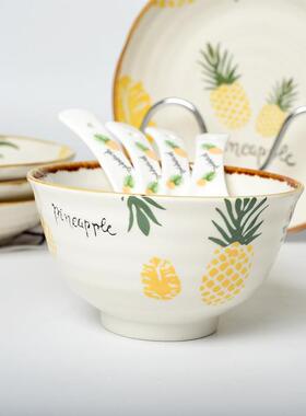 欧式餐套装碗盘家用个性创意陶套瓷碗子组碟合可爱小tb-59975清新