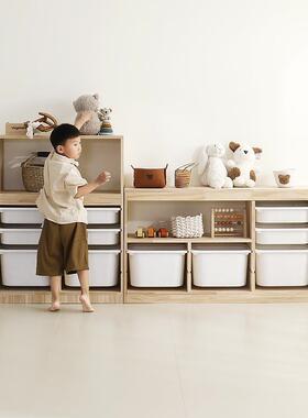 儿童玩具收柜置物架绘纳玩本大容量实木书架69916具架二合一组合