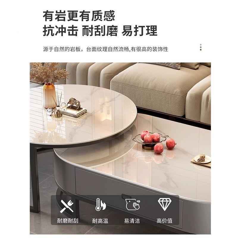 轻奢茶几电视柜组合亮户光岩抽板小型可伸缩简客约带00屉茶几家用