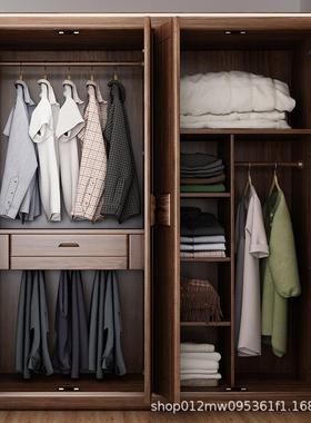 胡木实木衣柜新中式大衣四桃门对68745645橱开门储物室柜整体组装