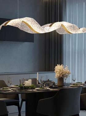 飘带餐厅吊灯轻店奢设计师艺术波浪简约酒e前台吧台l亚克力822d吊