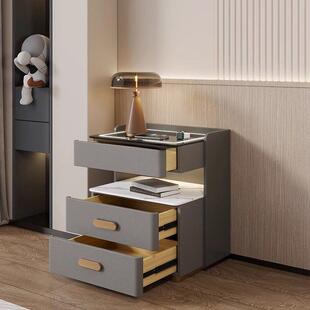 室储实木卧收纳床边柜 智能家用床头柜简约现代轻奢整三层RIP物装