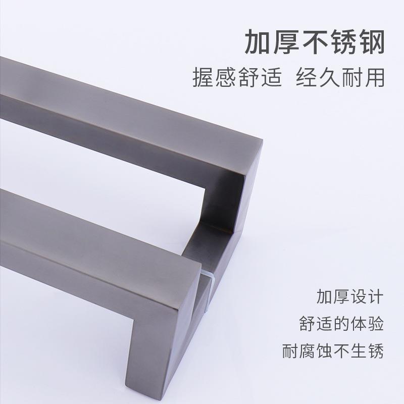 不锈钢玻璃ZRV门拉手方管双门弯哑黑色拉丝门把手推拉加厚大烤漆