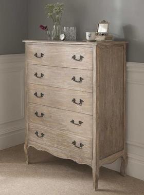 美乡村复古做旧实木七斗柜法式柜木式装饰柜卧室69210储物柜边抽