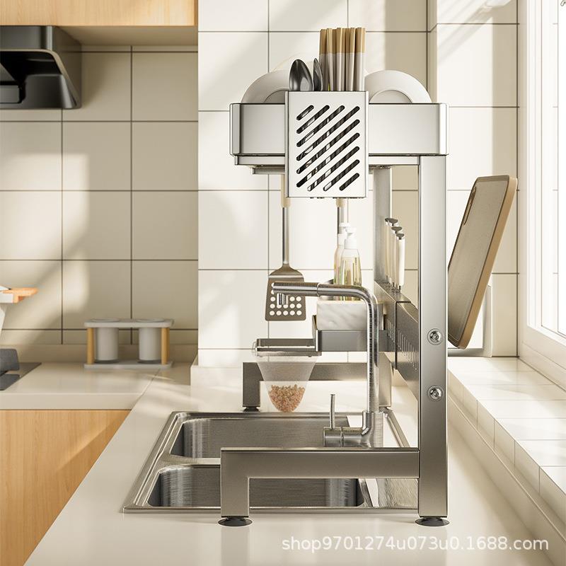 伸厨缩碗房水槽置物架碗架盘沥水架池碗QYX碟收纳架洗碗架子水不