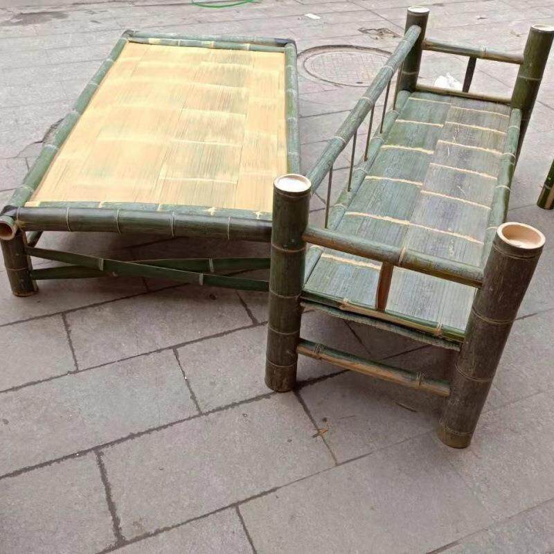 床全竹纯手工竹楠竹制作两用简易一单家人用双人体午EPF休传统竹