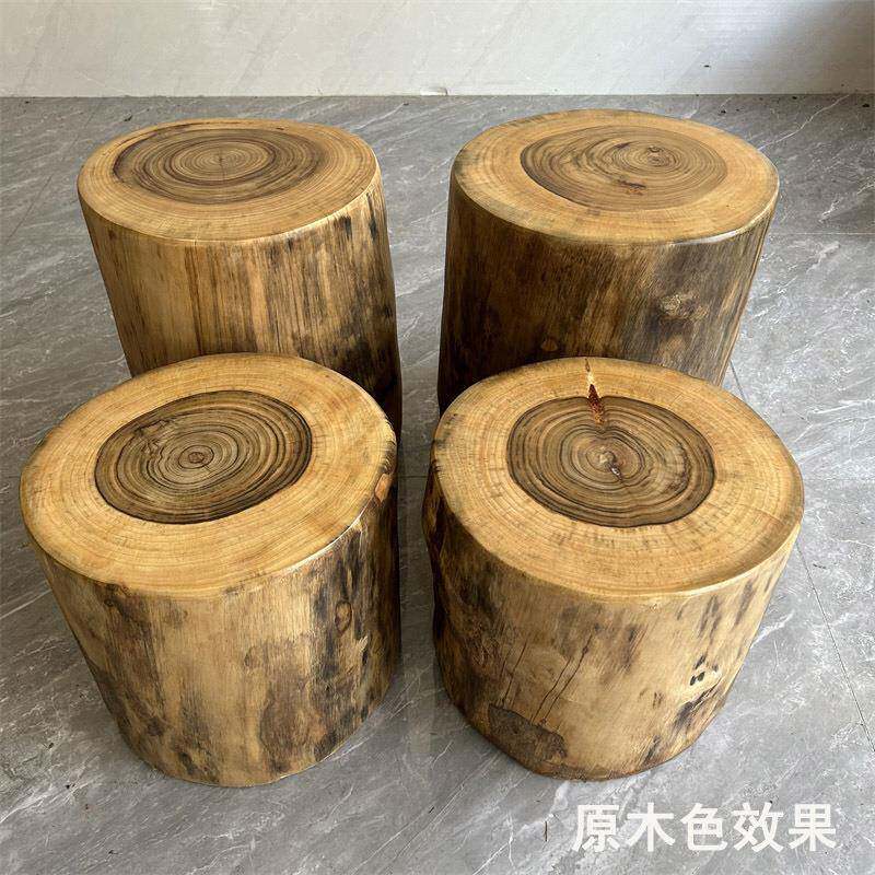 香木墩树墩凳樟子实木墩子根雕原树桩木桩底座716茶木凳几茶桌圆