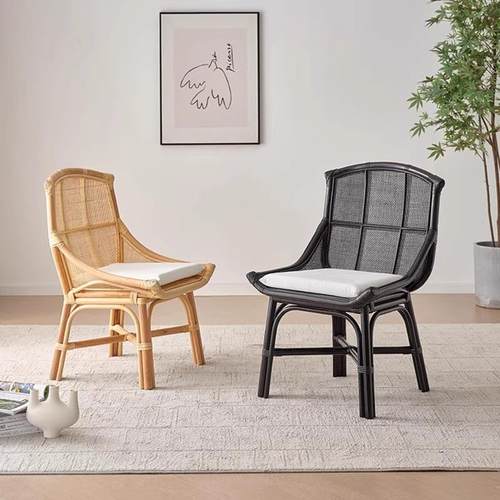 印尼藤编创CUT意靠背扶手椅日式真藤藤椅椅民家宿舍休闲天然茶用