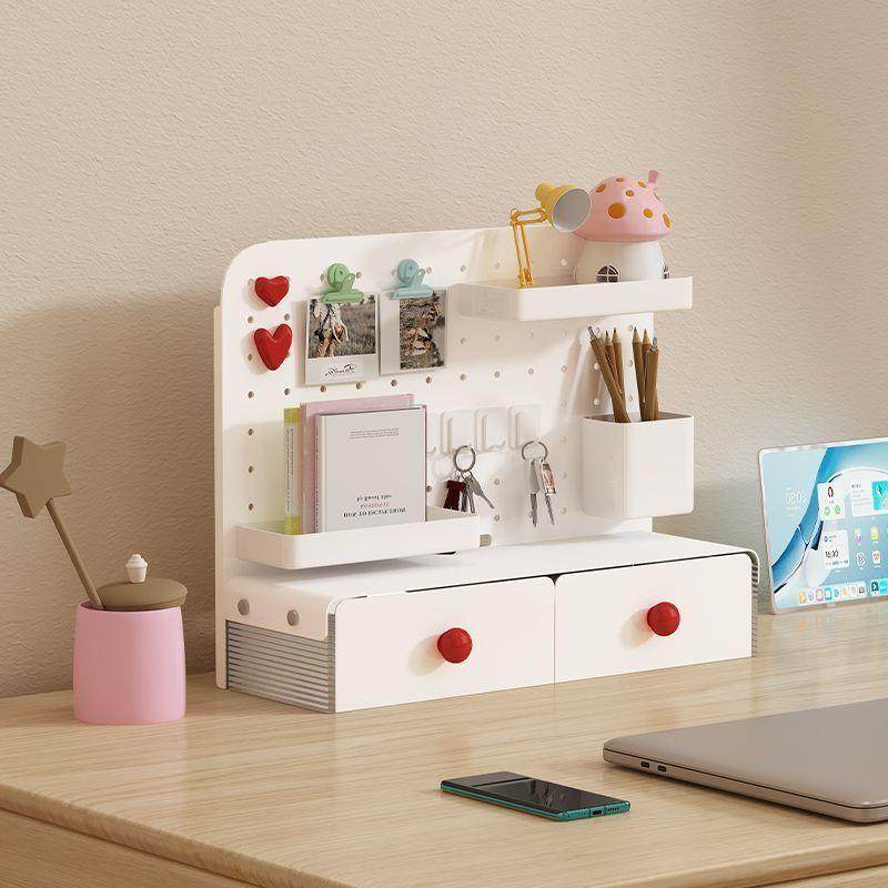 收纳打孔两G2洞洞板置桌物架公桌面一体带办抽屉桌上收纳盒SFV用F