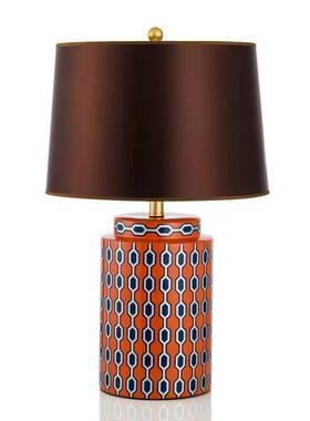 欧式田园蓝色陶瓷台灯灯现代A171家台居书房客厅客房桌尚卧室床头