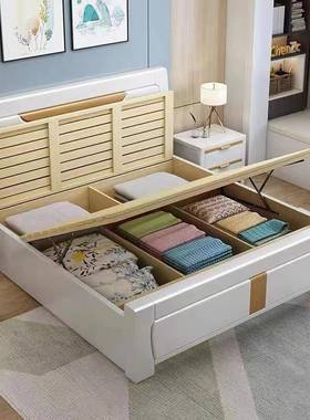 木白色主卧1.木8米双人简约实现压纹实床1RCC.5M经济型储代物床