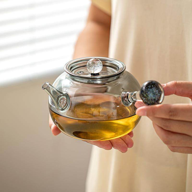 蒸炉煮玻璃侧把壶轻生奢电陶煮茶器套装家型用小茶XKH056炉围炉花
