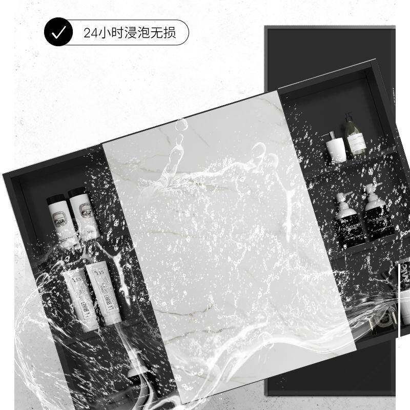 太空镜墙式镜柜间收纳盒单独卫生35洗室手间浴镜铝子置物架化妆镜